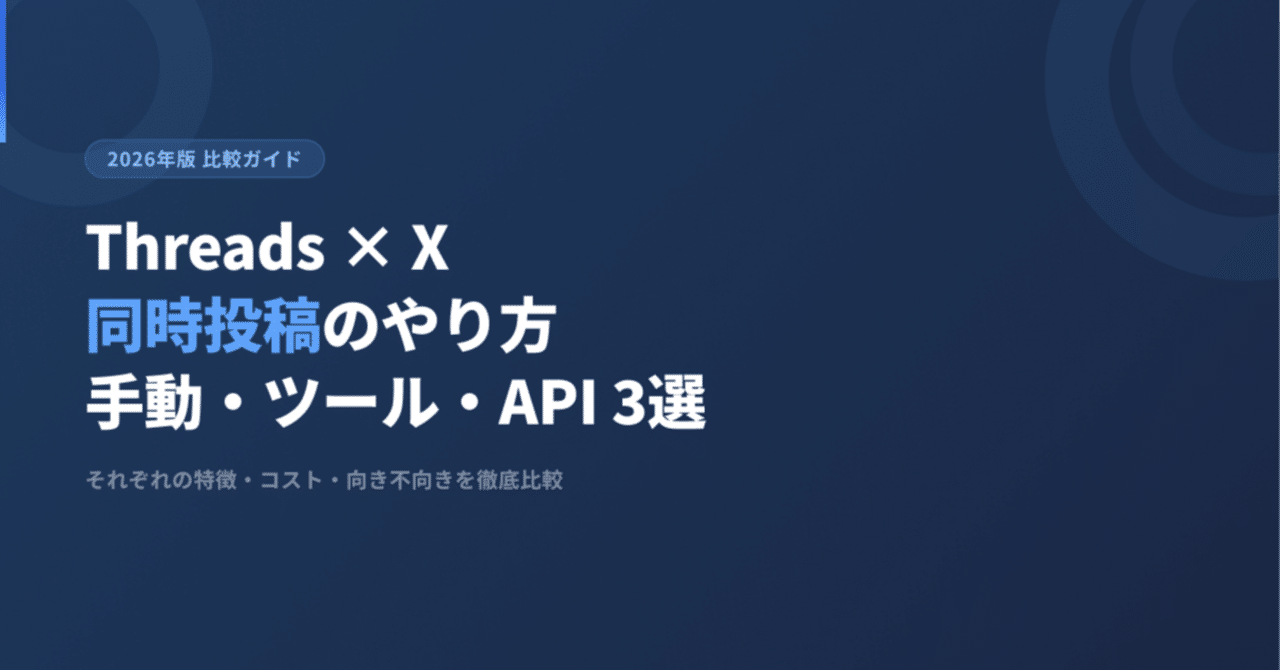 Threads X 同時投稿のやり方｜手動・ツール・API 3つの方法を比較【2026年版】