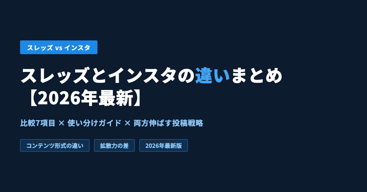 スレッズとインスタの違いまとめ【2026年最新】｜使い分け方と両方伸ばすコツ